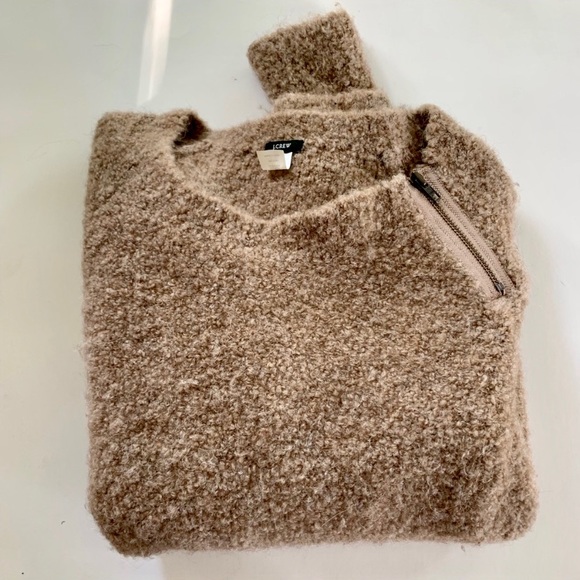 J. Crew Sweaters - J CREW | tan boucle sweater neck zipper M